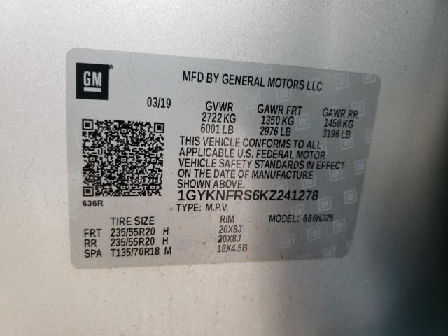 53455780 :رقم المزاد ، 1GYKNFRS6KZ241278 vin ، 2019 Cadillac Xt5 Premiu مزاد بيع