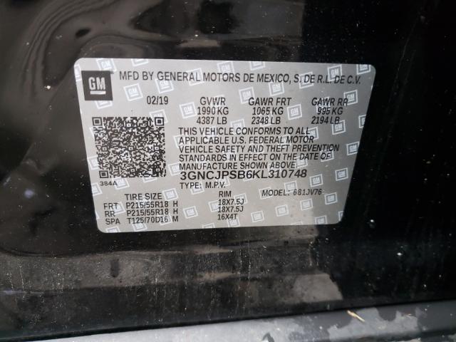 53965990 :رقم المزاد ، 3GNCJPSB6KL310748 vin ، 2019 Chevrolet Trax 1lt مزاد بيع