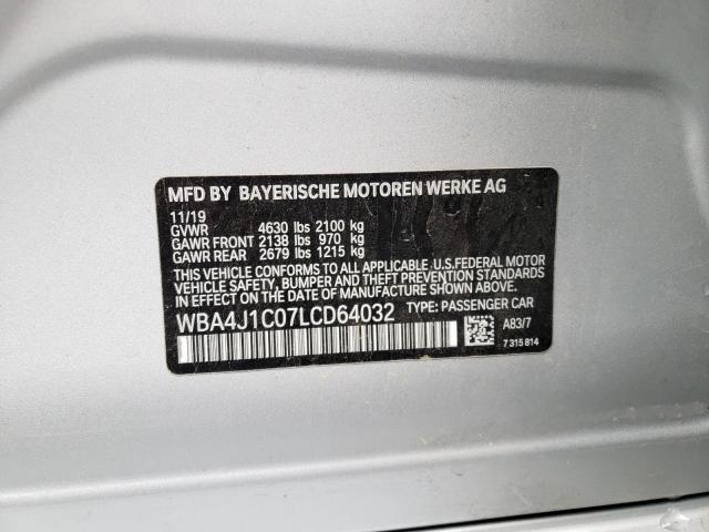 2020 Bmw 430i Gran მანქანა იყიდება აუქციონზე, vin: WBA4J1C07LCD64032, აუქციონის ნომერი: 36885911