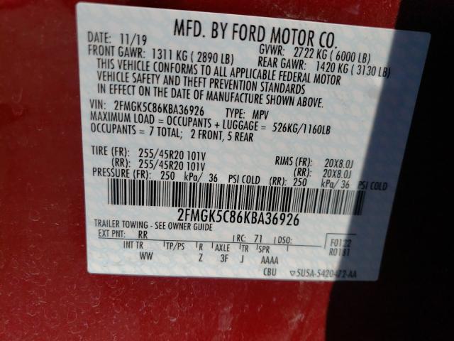 Продажа на аукционе авто 2019 Ford Flex Sel, vin: 2FMGK5C86KBA36926, номер лота: 37161621