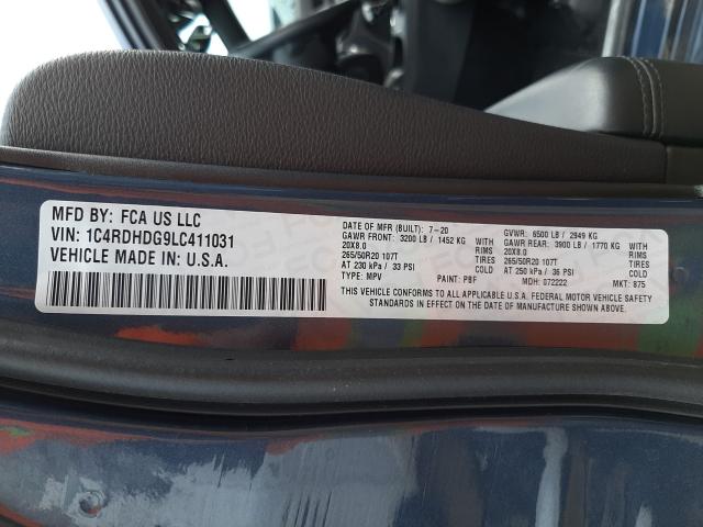 Продажа на аукционе авто 2020 Dodge Durango Gt, vin: 1C4RDHDG9LC411031, номер лота: 37823941