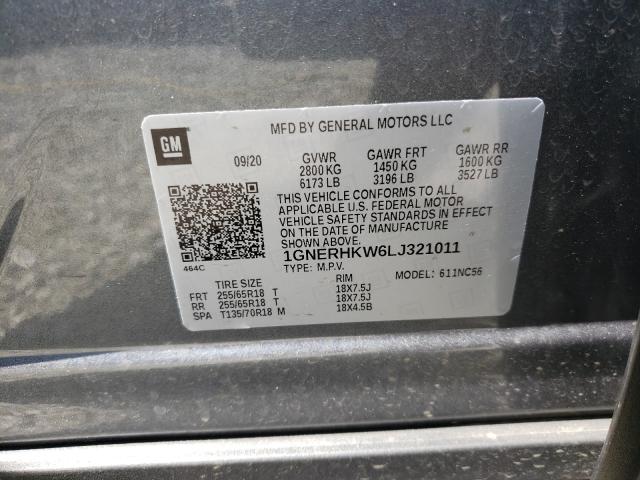 39045171 :رقم المزاد ، 1GNERHKW6LJ321011 vin ، 2020 Chevrolet Traverse L مزاد بيع