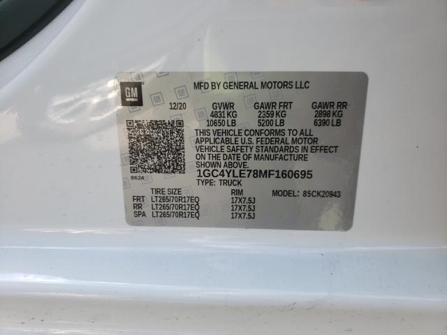 Aukcja sprzedaży 2021 Chevrolet Silverado, vin: 1GC4YLE78MF160695, numer aukcji: 38743901