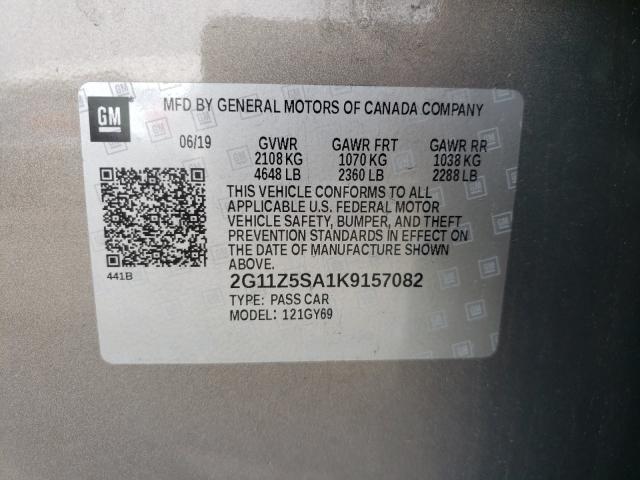Aukcja sprzedaży 2019 Chevrolet Impala Lt, vin: 2G11Z5SA1K9157082, numer aukcji: 42178321