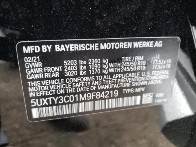 2021 Bmw X3 Sdrive3 მანქანა იყიდება აუქციონზე, vin: 5UXTY3C01M9F84219, აუქციონის ნომერი: 43521141