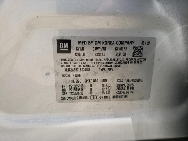 2020 Buick Encore Pre მანქანა იყიდება აუქციონზე, vin: KL4CJASB3LB026187, აუქციონის ნომერი: 44908441