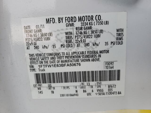 Aukcja sprzedaży 2011 Ford F150 Super, vin: 1FTFW1E63BFA50676, numer aukcji: 45543761