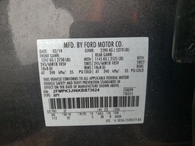Aukcja sprzedaży 2019 Ford Edge Sel, vin: 2FMPK3J96KBB73624, numer aukcji: 45053731