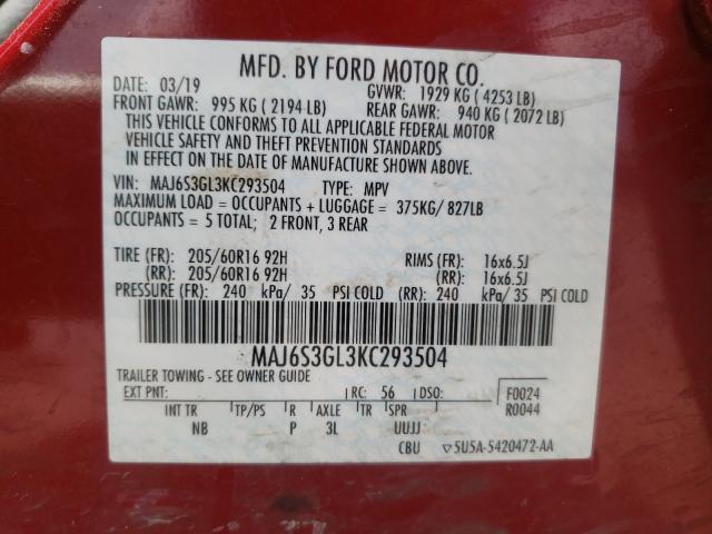 Aukcja sprzedaży 2019 Ford Ecosport S, vin: MAJ6S3GL3KC293504, numer aukcji: 45404621