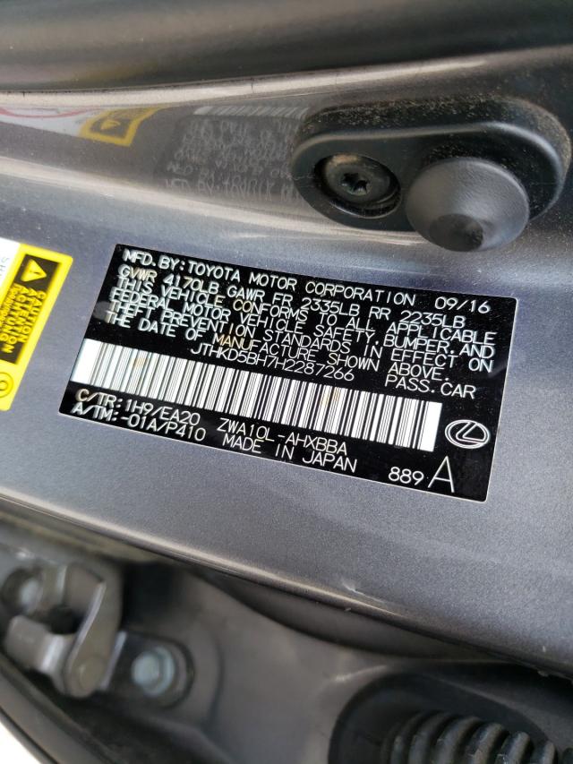 48032601 :رقم المزاد ، JTHKD5BH7H2287266 vin ، 2017 Lexus Ct مزاد بيع