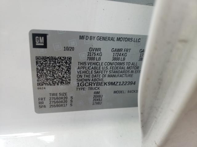 Продаж на аукціоні авто 2021 Chevrolet Silverado, vin: 1GCRYBEK9MZ122394, номер лоту: 51097501