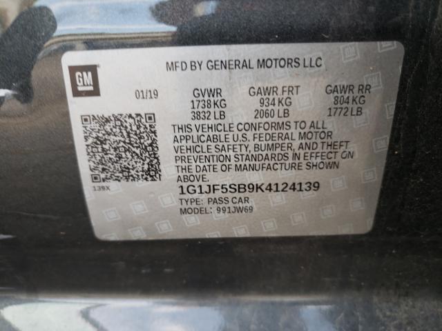 Aukcja sprzedaży 2019 Chevrolet Sonic Prem, vin: 1G1JF5SB9K4124139, numer aukcji: 53029801