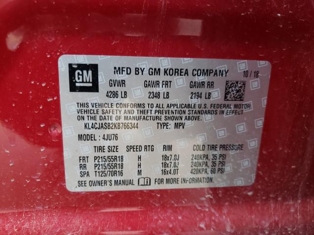 53119971 :رقم المزاد ، KL4CJASB2KB766344 vin ، 2019 Buick Encore Pre مزاد بيع