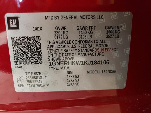 Auction sale of the 2019 Chevrolet Traverse L, vin: 1GNERHKW1KJ184106, lot number: 55172861