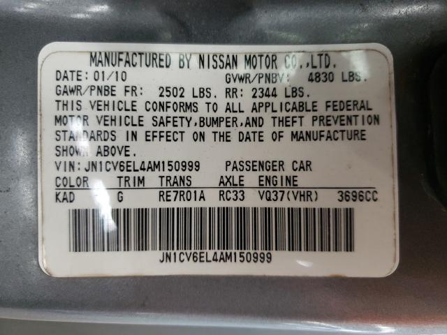 Продаж на аукціоні авто 2010 Infiniti G37, vin: JN1CV6EL4AM150999, номер лоту: 55007401
