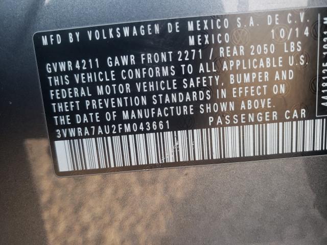 55833671 :رقم المزاد ، 3VWRA7AU2FM043661 vin ، 2015 Volkswagen Golf Tdi مزاد بيع