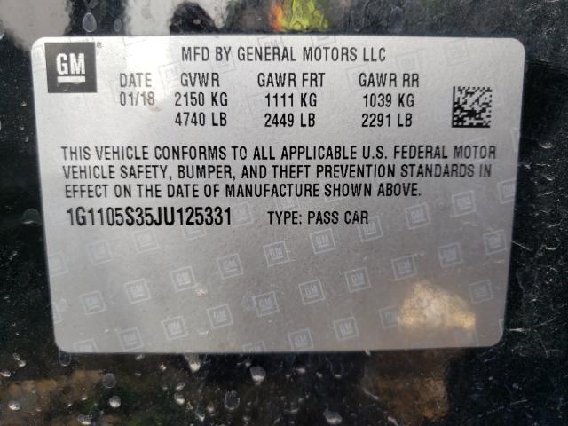 Aukcja sprzedaży 2018 Chevrolet Impala Lt, vin: 1G1105S35JU125331, numer aukcji: 57312161