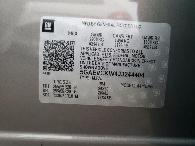 2018 Buick Enclave Av მანქანა იყიდება აუქციონზე, vin: 5GAEVCKW4JJ244404, აუქციონის ნომერი: 57630571