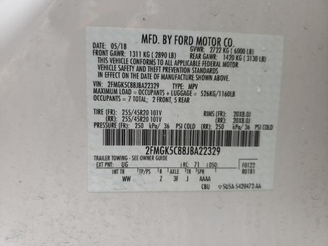 2018 Ford Flex Sel მანქანა იყიდება აუქციონზე, vin: 2FMGK5C88JBA22329, აუქციონის ნომერი: 59166671