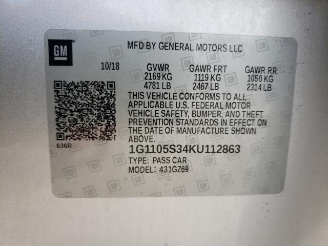 Продаж на аукціоні авто 2019 Chevrolet Impala Pre, vin: 1G1105S34KU112863, номер лоту: 62914531