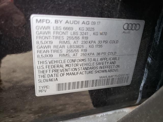 Продаж на аукціоні авто 2018 Audi Q7 Premium, vin: WA1LAAF70JD013761, номер лоту: 64074611