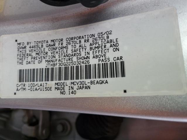 39788544 :رقم المزاد ، JTHBF30G225032426 vin ، 2002 Lexus Es مزاد بيع