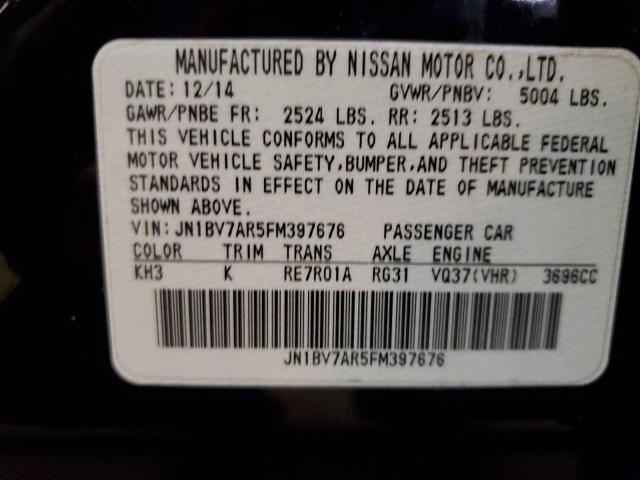 40969634 :رقم المزاد ، JN1BV7AR5FM397676 vin ، 2015 Infiniti Q50 Base مزاد بيع