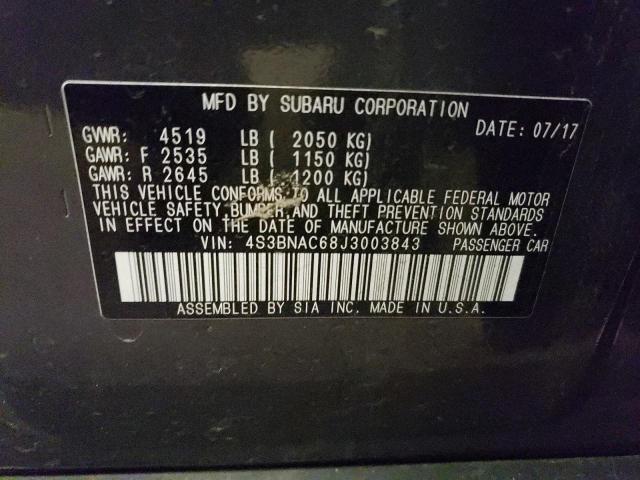39571394 :رقم المزاد ، 4S3BNAC68J3003843 vin ، 2018 Subaru Legacy 2.5i Premium مزاد بيع