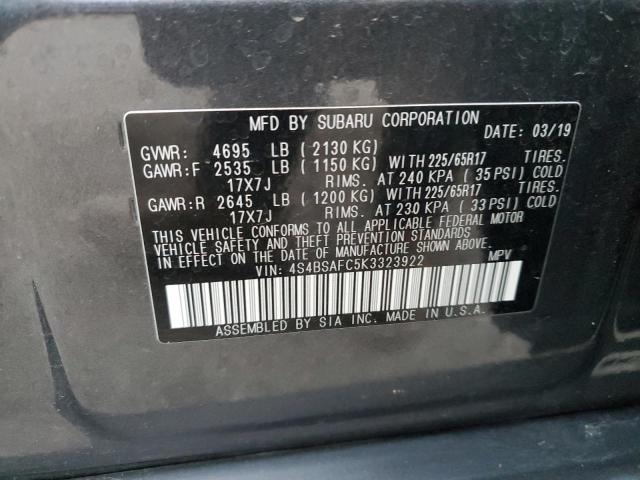 Aukcja sprzedaży 2019 Subaru Outback 2.5i Premium, vin: 4S4BSAFC5K3323922, numer aukcji: 82475193