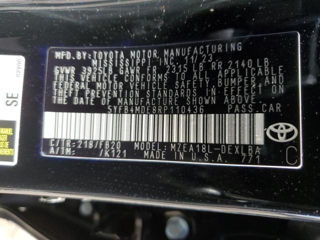Aukcja sprzedaży 2024 Toyota Corolla Le, vin: 5YFB4MDE8RP110436, numer aukcji: 38924394