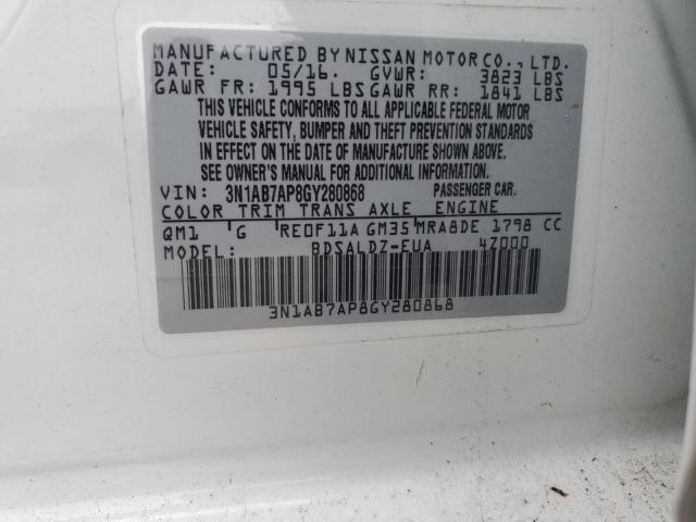 Продаж на аукціоні авто 2016 Nissan Sentra S, vin: 3N1AB7AP8GY280868, номер лоту: 37701524