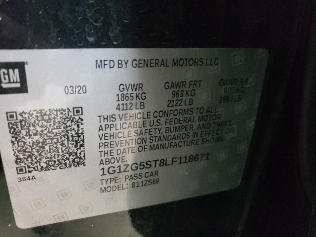 2020 Chevrolet Malibu Rs მანქანა იყიდება აუქციონზე, vin: 1G1ZG5ST8LF118671, აუქციონის ნომერი: 78799903