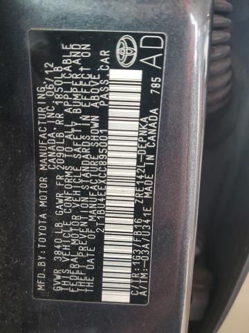 Продаж на аукціоні авто 2012 Toyota Corolla Base, vin: 2T1BU4EEXCC895001, номер лоту: 38867414