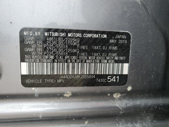 Продаж на аукціоні авто 2019 Mitsubishi Outlander Es, vin: JA4AD2A38KZ055804, номер лоту: 36890104
