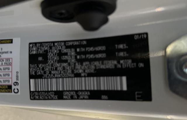 39871654 :رقم المزاد ، JTEZU5JR6K5203966 vin ، 2019 Toyota 4runner Sr5 مزاد بيع