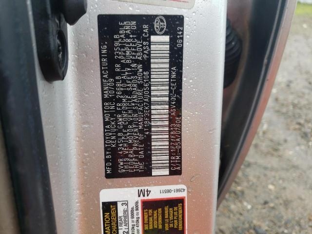 39539864 :رقم المزاد ، 4T1BF3EK7AU056106 vin ، 2010 Toyota Camry Base مزاد بيع