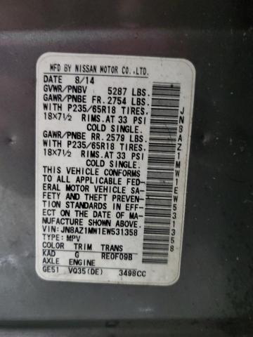 Aukcja sprzedaży 2014 Nissan Murano S, vin: JN8AZ1MW1EW531358, numer aukcji: 39150354