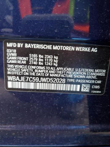 40863304 :رقم المزاد ، WBAJE7C59JWD52028 vin ، 2018 Bmw 540 Xi مزاد بيع