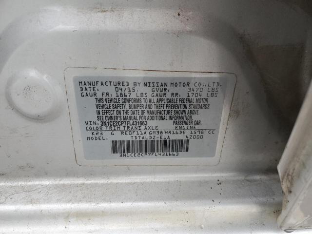 40486714 :رقم المزاد ، 3N1CE2CP7FL431663 vin ، 2015 Nissan Versa Note S مزاد بيع