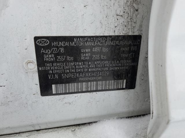 Продаж на аукціоні авто 2019 Hyundai Sonata Se, vin: 5NPE24AFXKH734029, номер лоту: 37857344