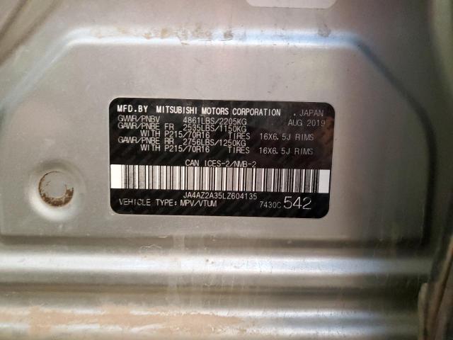 37162224 :رقم المزاد ، JA4AZ2A35LZ604135 vin ، 2020 Mitsubishi Outlander Es مزاد بيع