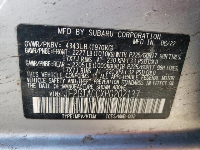 Aukcja sprzedaży 2023 Subaru Crosstrek Premium, vin: JF2GTACCXPG202137, numer aukcji: 40512304