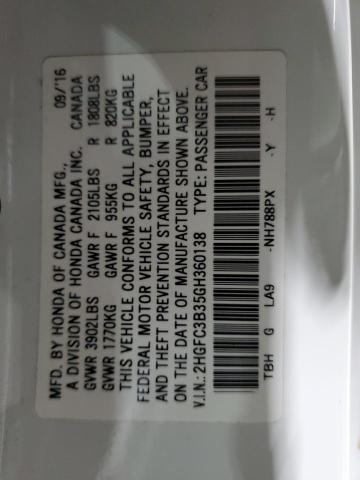 Продаж на аукціоні авто 2016 Honda Civic Ex, vin: 2HGFC3B35GH360138, номер лоту: 37504964
