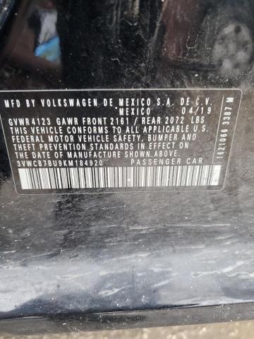 39092584 :رقم المزاد ، 3VWCB7BU9KM184920 vin ، 2019 Volkswagen Jetta S مزاد بيع