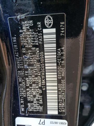 Продажа на аукционе авто 2012 Toyota Camry Se, vin: 4T1BK1FK0CU510505, номер лота: 37739614
