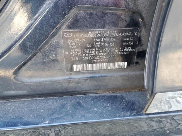 37134554 :رقم المزاد ، 5NPEC4AC7CH446599 vin ، 2012 Hyundai Sonata Se مزاد بيع