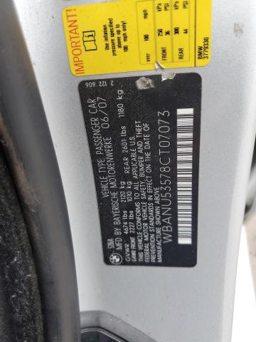 2008 Bmw 528 I მანქანა იყიდება აუქციონზე, vin: WBANU53578CT07073, აუქციონის ნომერი: 81134953