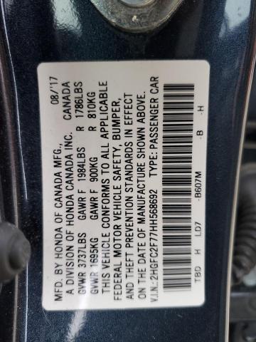 Aukcja sprzedaży 2017 Honda Civic Ex, vin: 2HGFC2F77HH568692, numer aukcji: 38609904