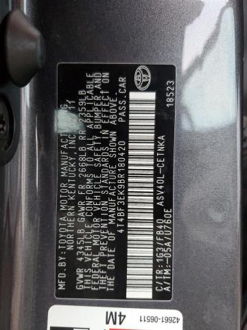 2011 Toyota Camry Base მანქანა იყიდება აუქციონზე, vin: 4T4BF3EK9BR180420, აუქციონის ნომერი: 36895754