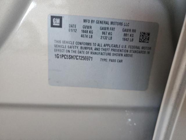 38074824 :رقم المزاد ، 1G1PC5SH7C7256971 vin ، 2012 Chevrolet Cruze Ls مزاد بيع
